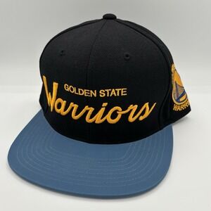 Mitchell & Ness Golden State Warriors NBA Snapback Cap Hat Black Blue Wool Blend